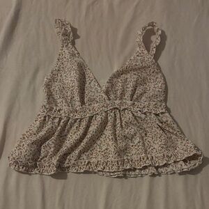 Baby doll floral white and pink top